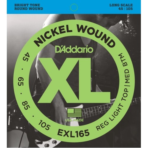 Daddario EXL165 Regular Light Top/Medium Bottom Long Scale Bass Strings 045-105 Bulk Pack